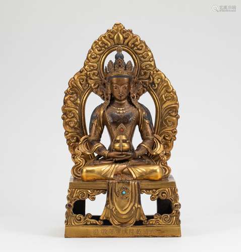 Qing Dynasty Bronze Gilded Infinite Shou Buddha