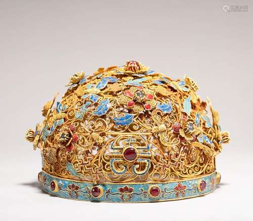 Qing Dynasty Filigree Hat Crown