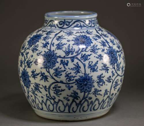 Ming Dynasty Blue and White Flower Jar