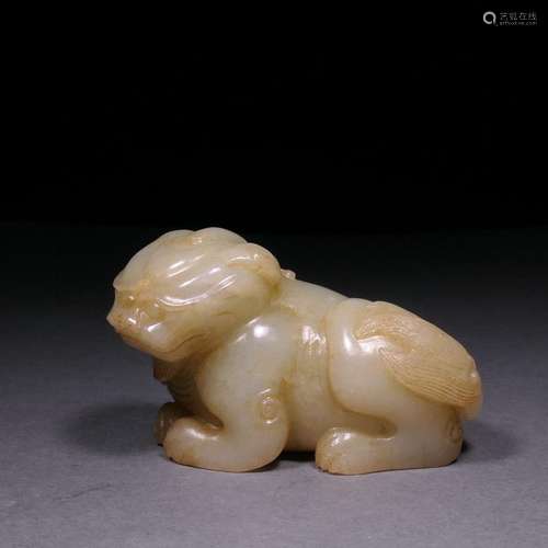 Ming Dynasty White Jade Lucky Beast