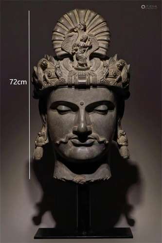 Gandhara grey schist Buddha head