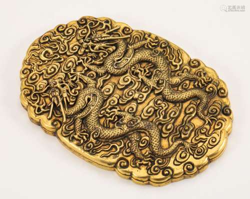 Qing Dynasty Bronze Gilded Sacred Plate