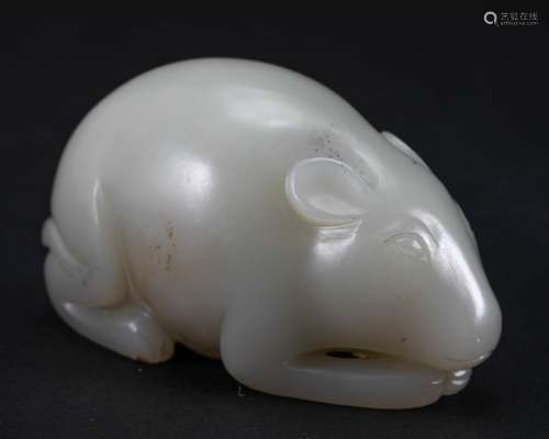 Qing Dynasty White Jade Mouse