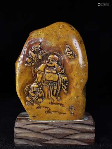 旧藏珍品原石纯手工雕刻寿山石印章《悟道》