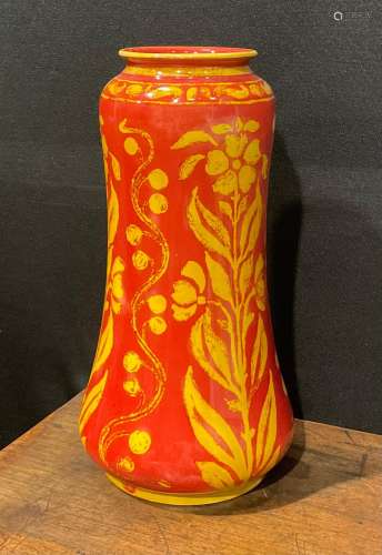 A Bernard Moore waisted cylindrical vase, decorated with sty...
