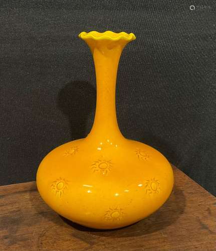 A Burmantofts Faience compressed ovoid bottle vase, slender ...