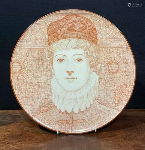 An Ashworth Pottery Aesthetic Movement circular plaque, prin...