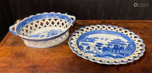 An English Staffordshire pearlware Willow pattern openwork c...