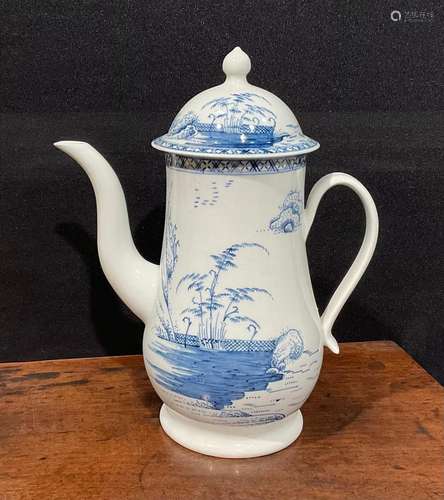 A Chaffers Liverpool coffee pot and cover, painted with Chin...