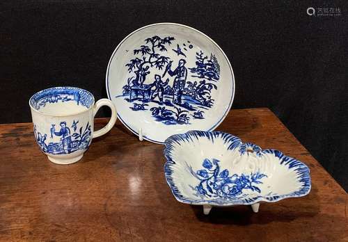 A Liverpool coffee cup and saucer, painted in underglaze blu...