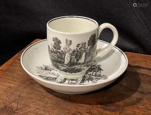 A Worcester Milkmaids and Cow Herder pattern coffee cup and ...