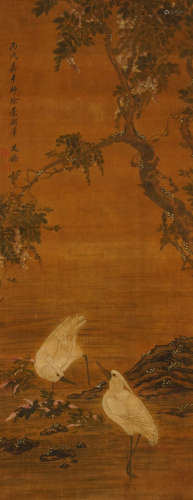 清康熙 蒋廷锡画 丙戌（1706年）嘉平师徐崇嗣笔 日本原装裱 绢本