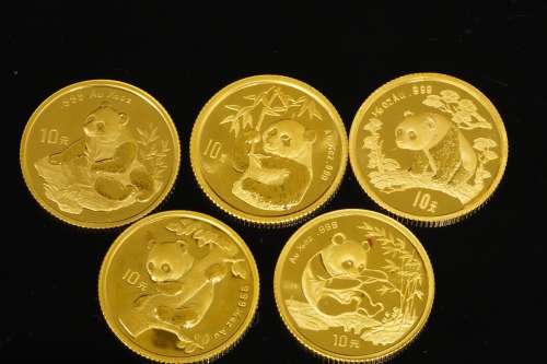 中国1994年-1998年熊猫10元金币5点