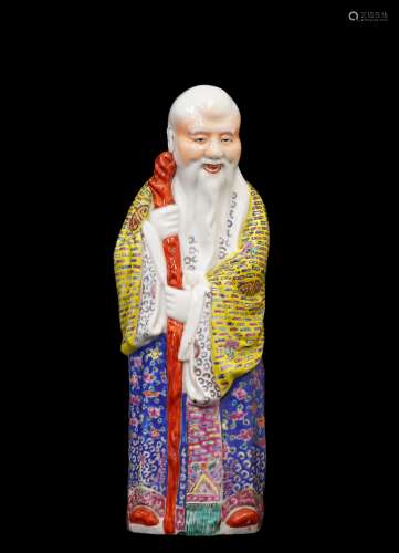 民国 游隆盛造寿星瓷雕