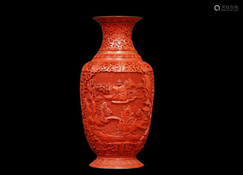 70年代出口 铜胎剔红花瓶