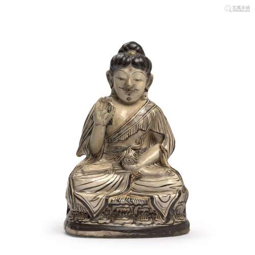 STATUETTE DE BOUDDHA EN GRÈS ÉMAILLÉ CIZHOU, Chine, début de...