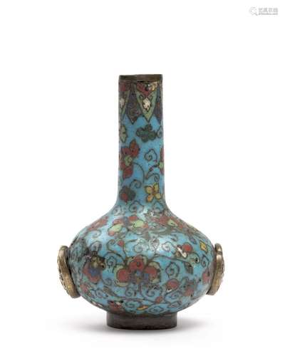 PETIT VASE EN BRONZE ET ÉMAUX CLOISONNÉS, Chine, début de la...