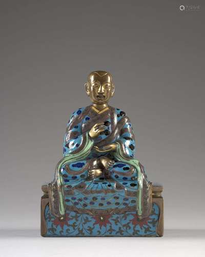 STATUETTE DE LAMA EN CUIVRE ET ÉMAUX CLOISONNÉS, Chine, fin ...