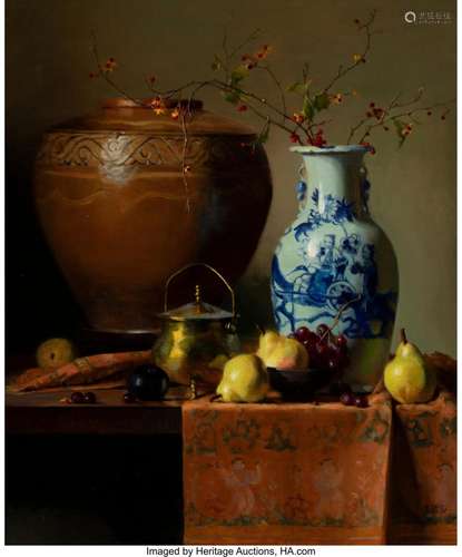 Joan Potter (American, b. 1945) Still life with fruit and As...