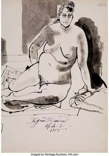 Byron Browne (American, 1907-1961) Nude, April 1955 Ink on p...