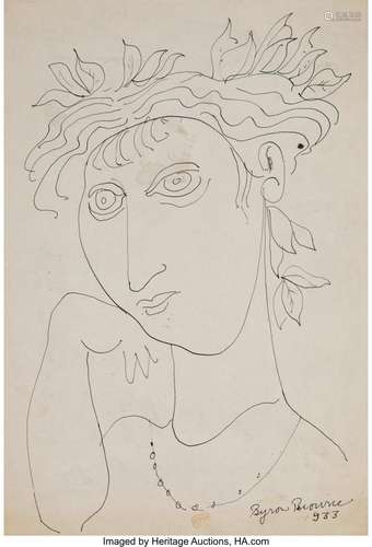 Byron Browne (1907-1961) Woman with Leaves, 1933 Ink on wove...