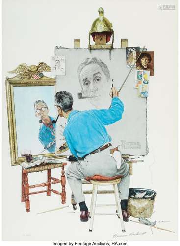 Norman Rockwell (American, 1894-1978) Triple Self-Portrait, ...