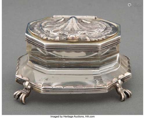 A Strasbourg Partial Gilt Silver and Rock Crystal Salt Cella...