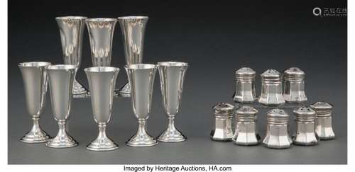 Eight Randahl Shop Silver Vodka Cups and Eight Cartier Silve...