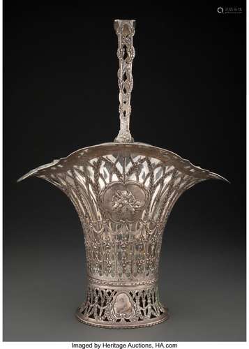 A Continental Silver-Plated Basket with Glass Liner, 19th ce...