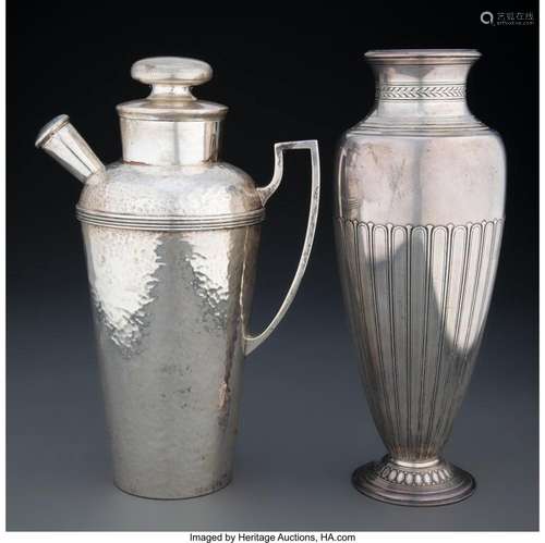 Two American Silver Table Articles, circa 1915 Marks to vase...