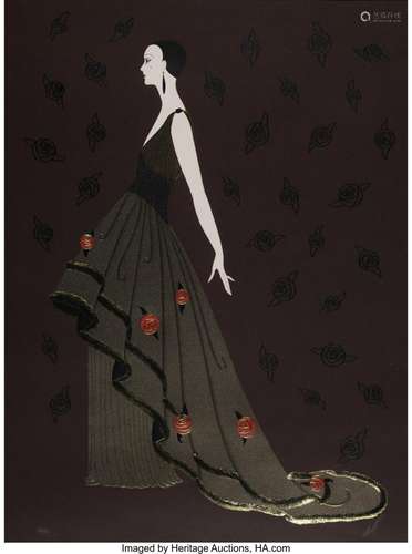 Erté (Romain de Tirtoff) (1892-1990) Rose Gown (black), 1989...