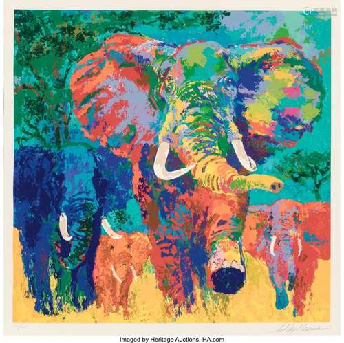 LeRoy Neiman (1921-2012) Elephant Charge, 1999 Screenprint i...