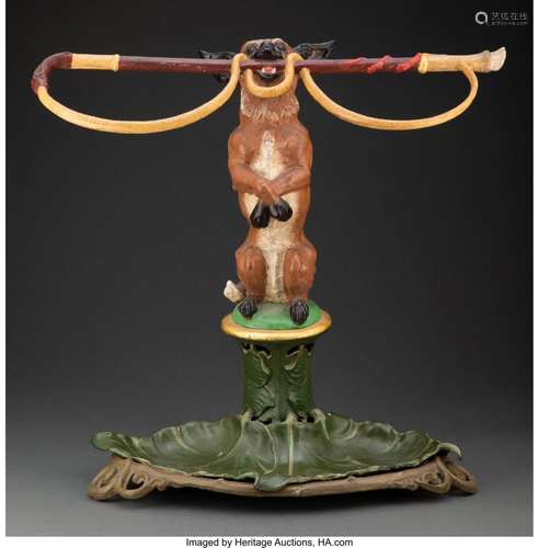 A Continental Painted Cast Iron Fox-Form Stand, early 20th c...