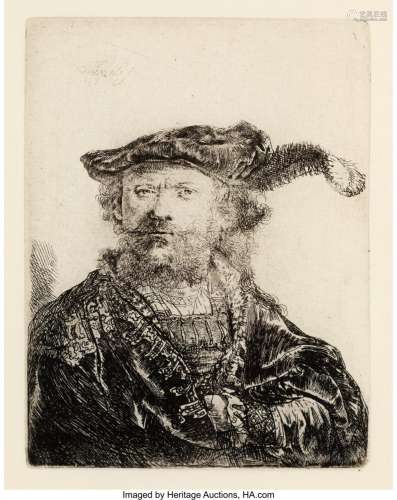 Rembrandt van Rijn (Dutch, 1606-1669) Self-portrait in a vel...