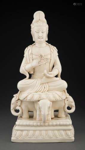 A Chinese Blanc de Chine Guanyin Marks: effaced mark to reve...