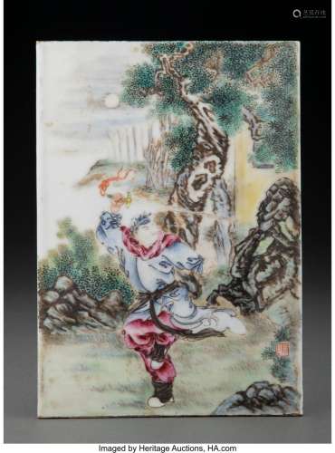 A Chinese Enameled Porcelain Plaque, late Qing or Republic P...