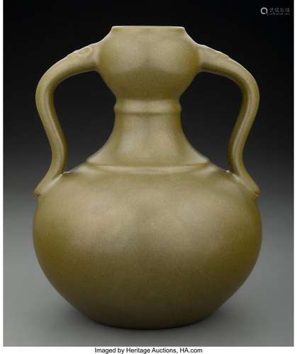 A Chinese Tea-Dust Glazed Ceramic Vase Marks: six-character ...