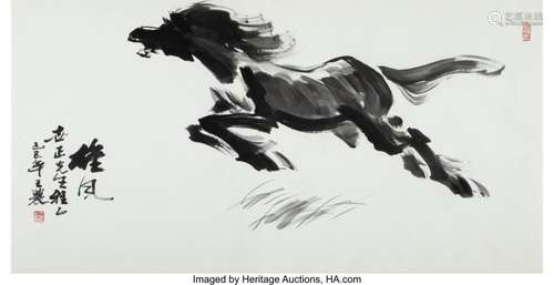 Wang Nong (Chinese, 1926-2013) Horse Ink on paper 27-1/8 x 5...