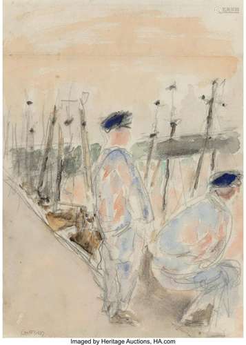 Henryk Gotlib (Polish, 1890-1966) In the harbor, 1962 Waterc...