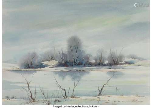 American School (20th Century) River and Snow Bank, 1976 Wat...