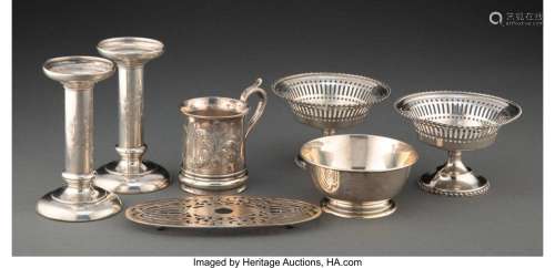 A Seven-Piece Group of American Silver Table Articles Marks:...