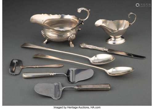 An Eight-Piece Group of American and English Silver Table Ar...