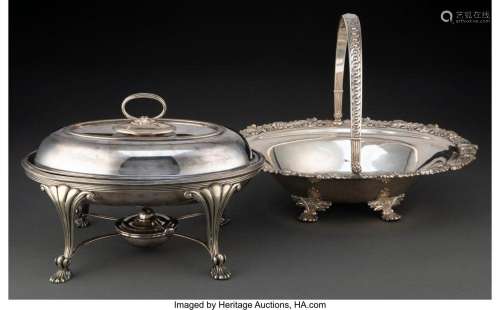 Two British Silver-Plate Serving Dishes Marks: (various) 8-1...