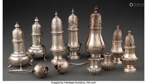 An Eleven-Piece Group of Various Silver Salt and Pepper Shak...