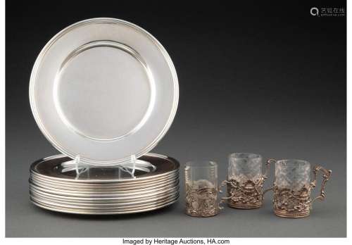 A Group of Thirteen Tiffany & Co. Silver Bread and Butte...