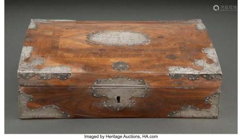 A Belgium Wood and Engraved Silver Mounted Covered Box, 18th...