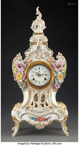 A Porcelain Louis XV Style Dresden Mantel Clock, Sandizell, ...