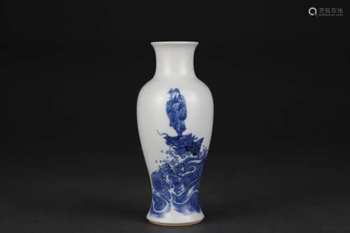 Blue and white Avalokitesvara vase