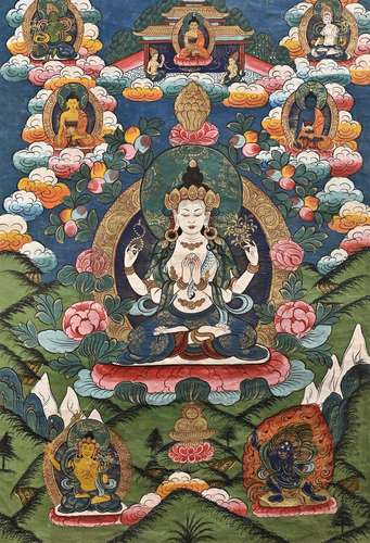 Four arm Bodhisattva Thangka