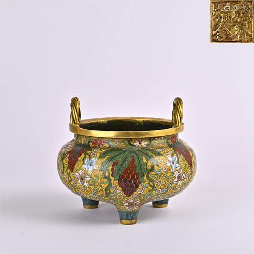 Cloisonne flower pattern double ear stove